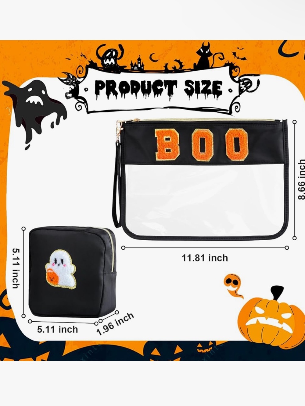 Halloween Makeup Chenille & Ghost Bag Set - Picture 2 of 7